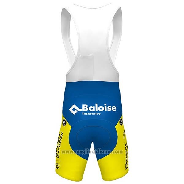 2020 Abbigliamento Ciclismo Sport Vlaanderen-Baloise Bianco Giallo Blu Manica Corta e Salopette